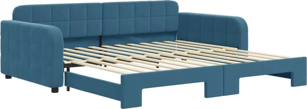 3196935 vidaXL Канапе с изтеглящо разтегателно легло синьо 90x200 см кадифе