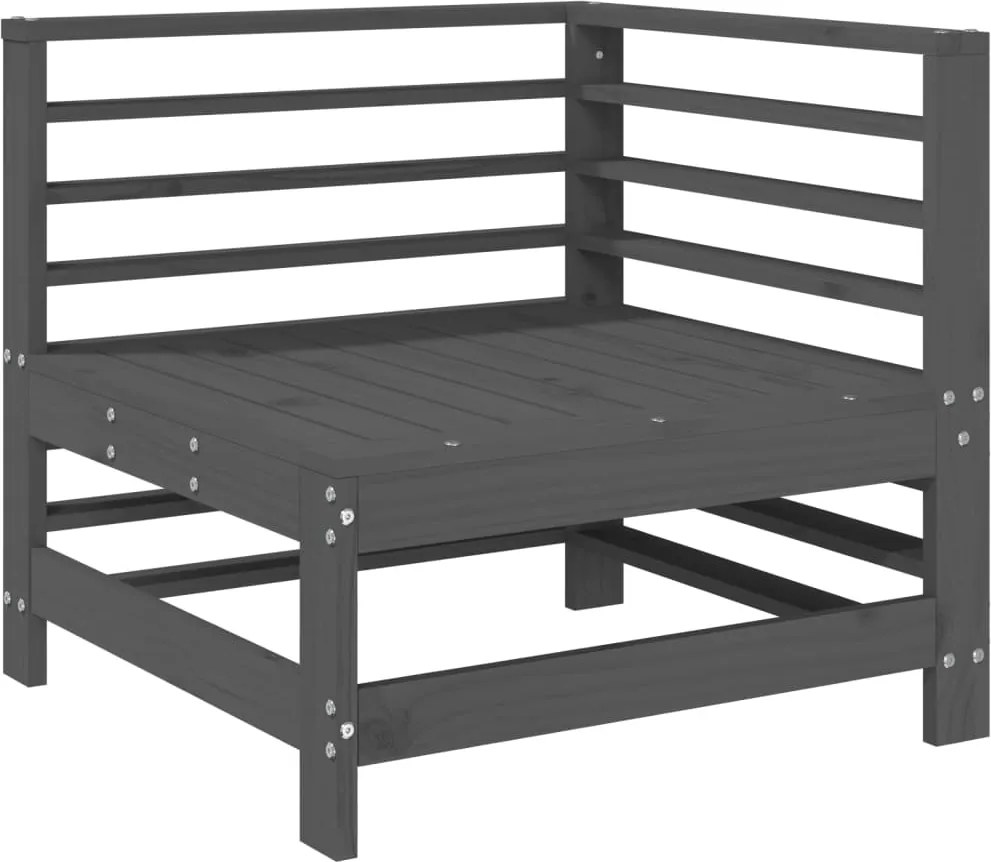 825606 vidaXL Градински ъглов диван, сив, бор масив