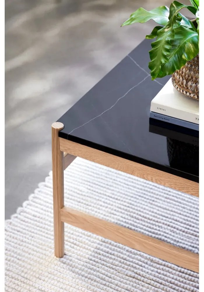 Мраморна масичка за кафе в черно-естествен цвят 80x80 cm Raw - Hübsch