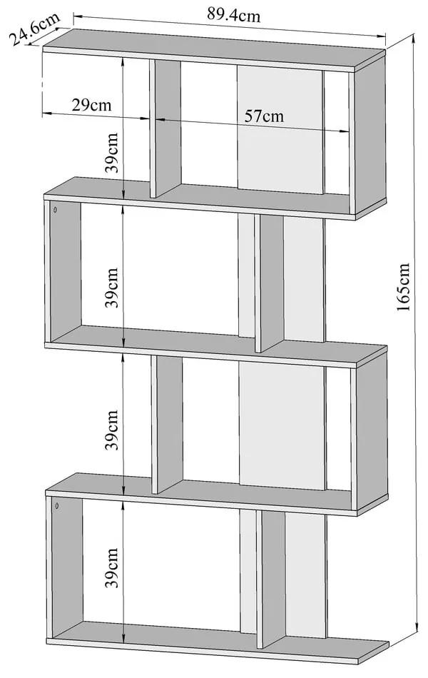 Черно-бял шкаф за книги 89x165 cm Sigma - TemaHome