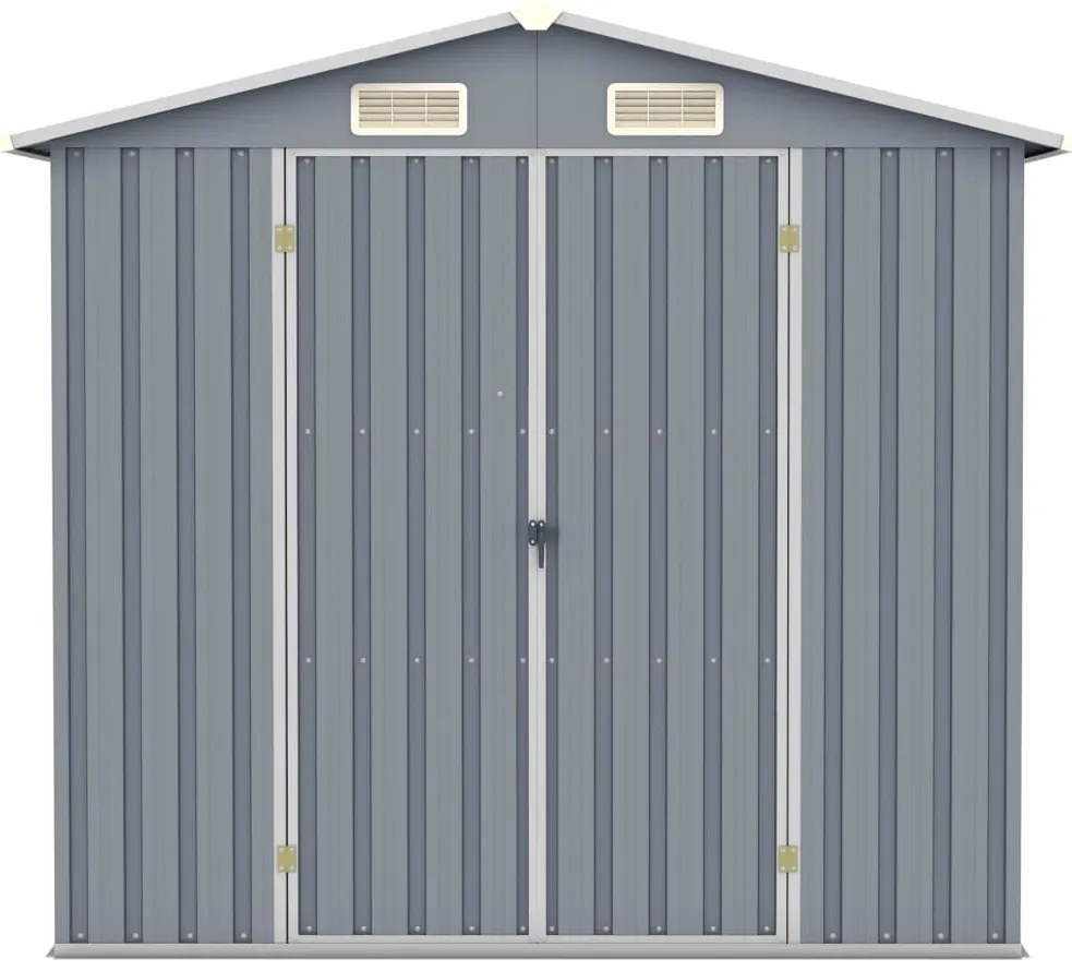 Градинска барака, сива, 205x129x183 см, поцинкована стомана