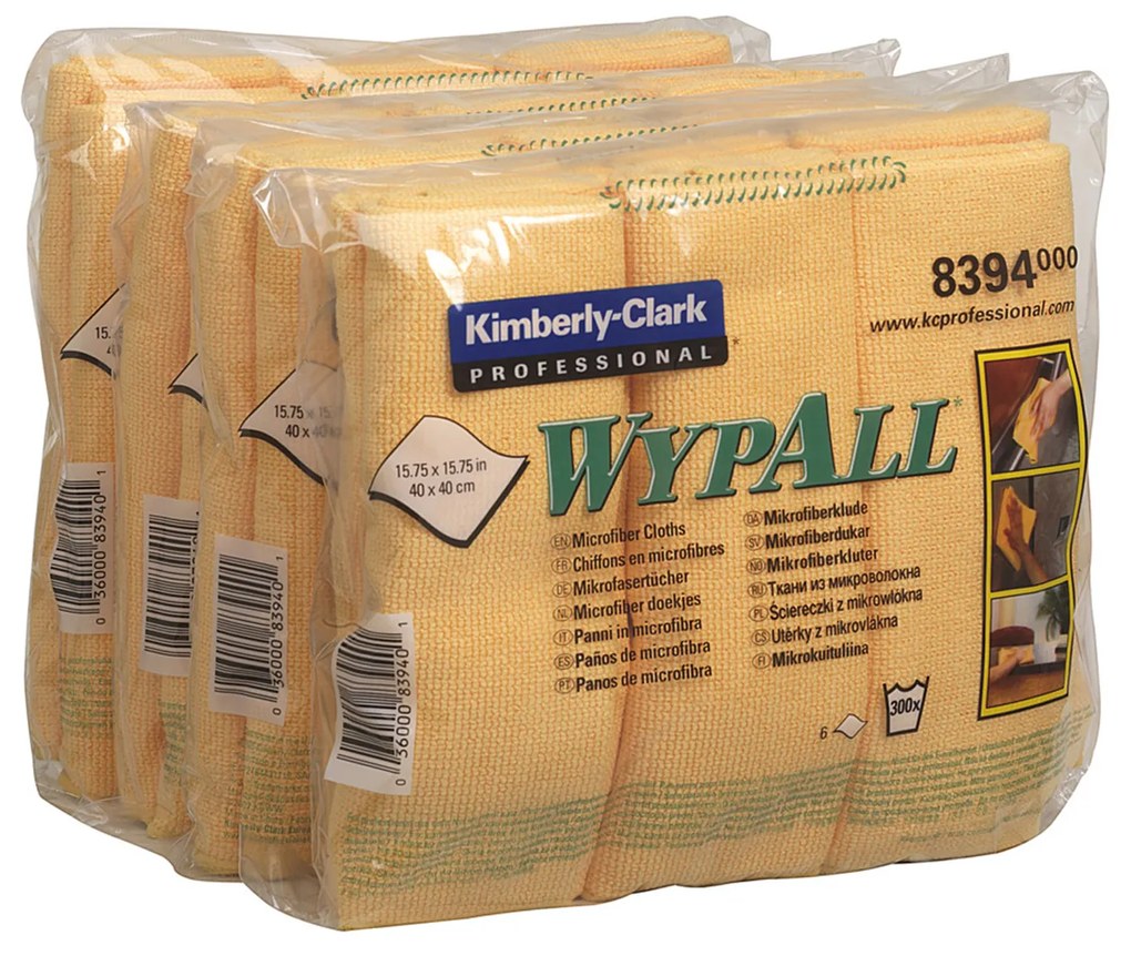 Kimberly-Clark Микрофибърна кърпа WypAll 8394, 40 х 40 cm, жълта, 6 броя