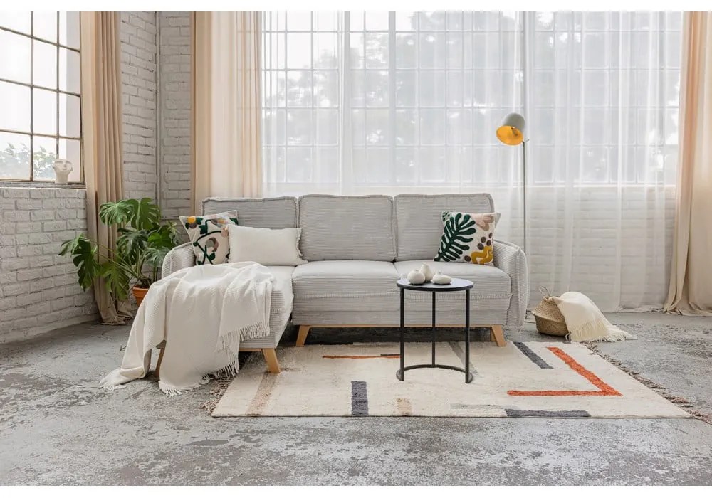 Светлозелен разтегателен ъглов диван от рипсено кадифе (променлив) Tori – Bonami Selection