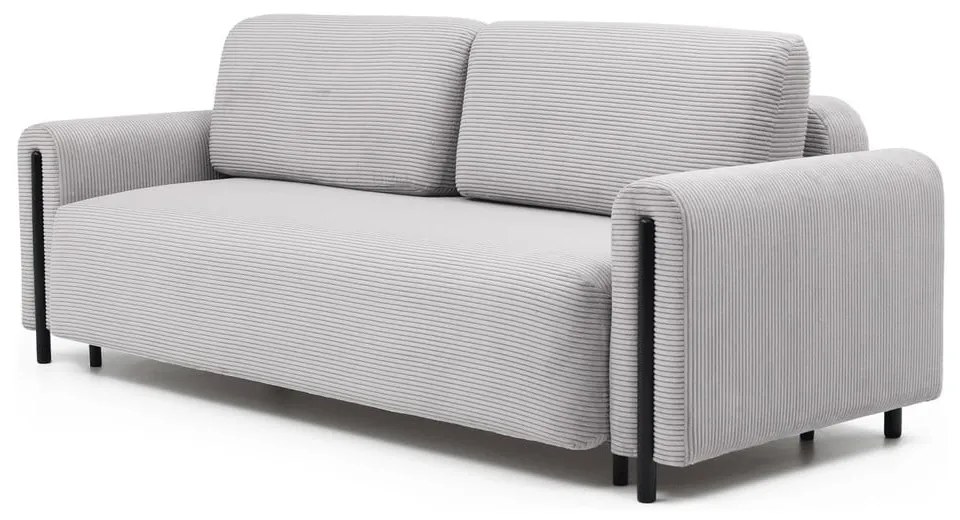 Светлосив разтегателен диван с място за съхранение от рипсено кадифе 244 cm Arcadova – ELTAP