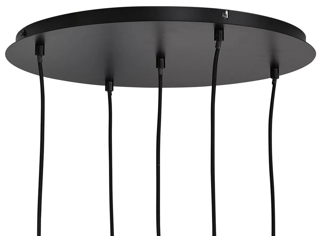 Модерен висящ лампион черен с димно стъкло - Jia