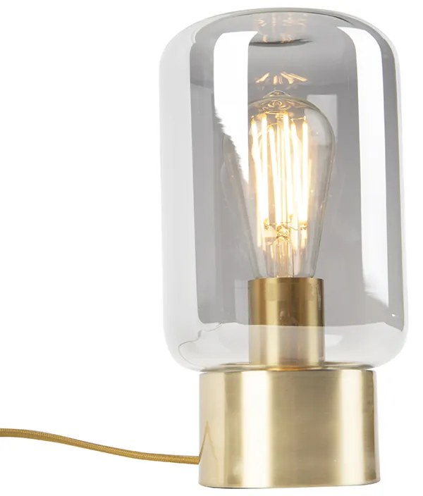 Дизайнерска настолна лампа месинг с опушено стъкло - Bliss Cute