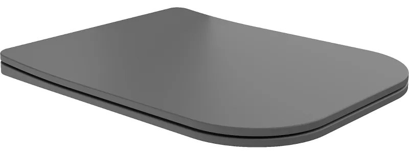 Mexen Teo бавно затваряща се седалка Slim, дуропласт, тъмно сив мат - 39840071