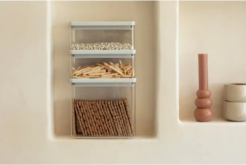 Кутии за съхранение на продукти Brabantia Tasty+ Stackable 1008882, 1.5л/3.5л, Без BPA, Плътно затваряне, Светлосив
