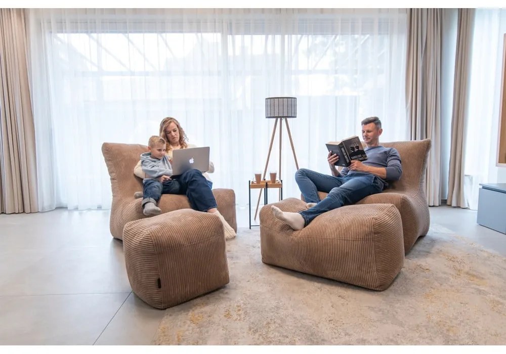 Светлосив пуф от рипсено кадифе Seat 100 Lounge – SLOWDOWN