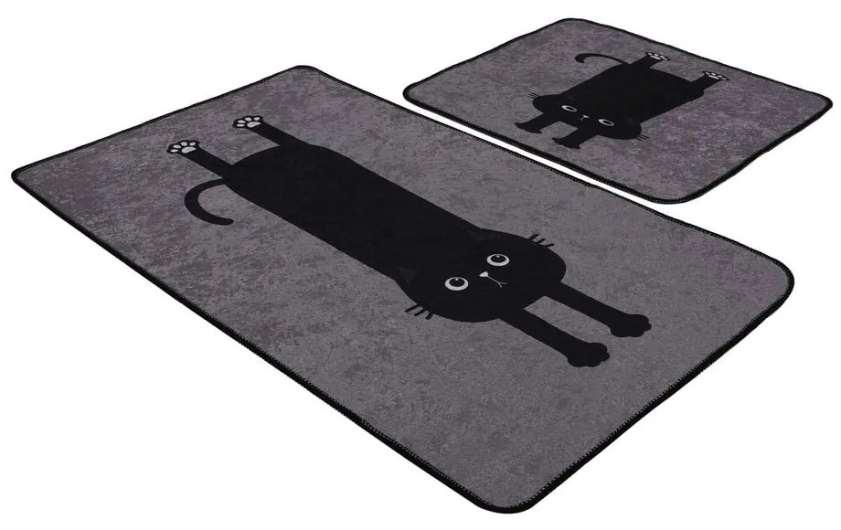 Черни-сиви килими за баня в комплект от 2 бр. 60x100 cm Comfort – Foutastic