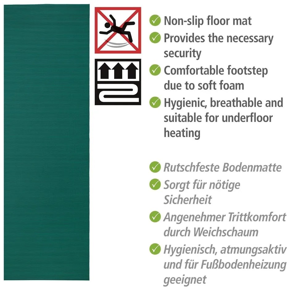 Тъмнозелена пластмасова постелка за баня 65x200 cm Petrol - Wenko