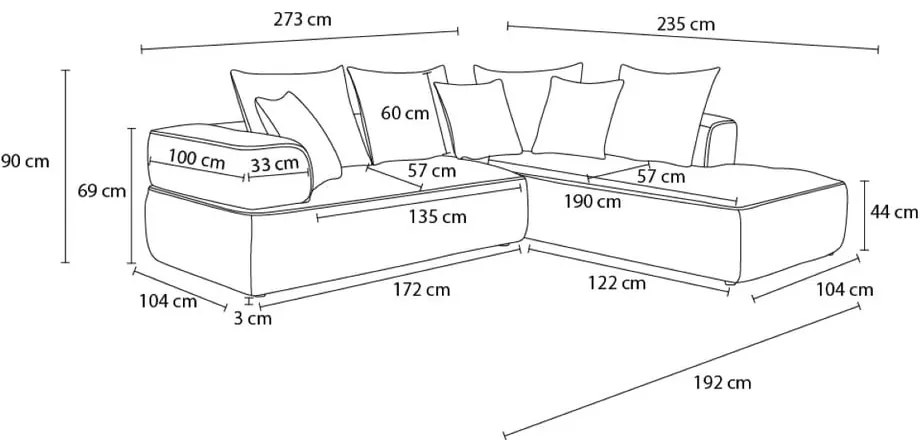 Розов шенилов ъглов диван (ляв ъгъл/L форма) Whesley – Bobochic Paris