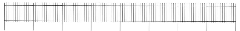Градинска ограда с пики, стомана, 13,6x1,2 м, черна