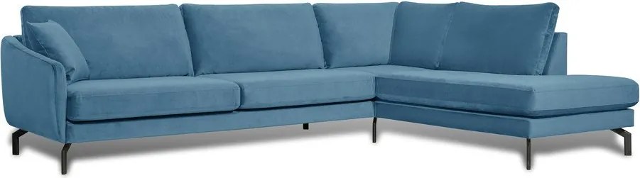 Ъглов диван от синьо кадифе (десен ъгъл) Magic - Scandic