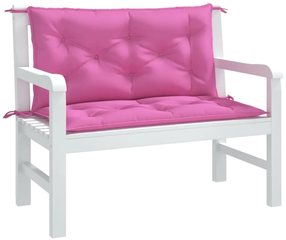 Възглавници за градински пейки 2 бр розови 100x50x7 см плат