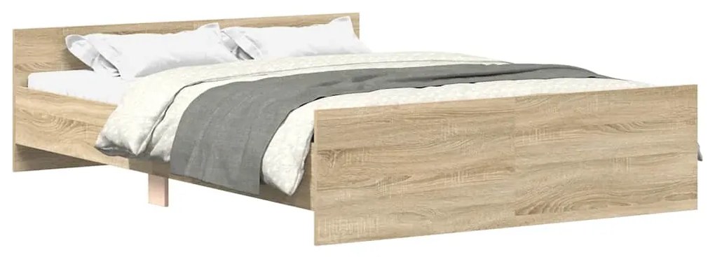 3203742 vidaXL Рамка за легло с горна и долна табла, сонома дъб, 120x200 см