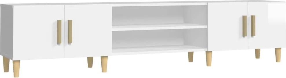 816258 vidaXL ТВ шкаф, бял гланц, 180x31,5x40 см, инженерно дърво