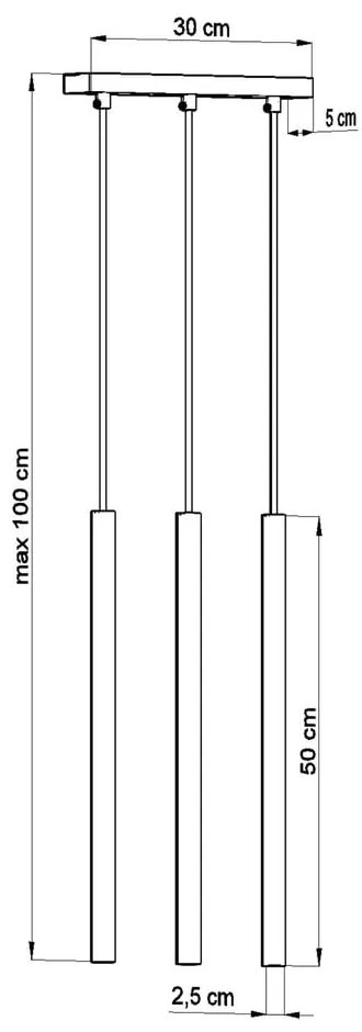 Черна висяща лампа, дължина 30 cm Fideus - Sollux