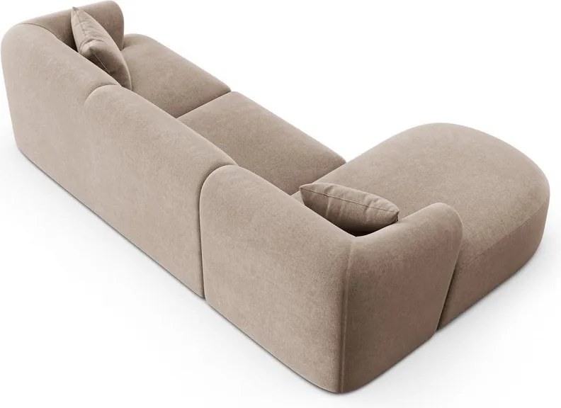 Светлокафяв кадифен ъглов диван (ляв ъгъл) Campi – Cosmopolitan Design