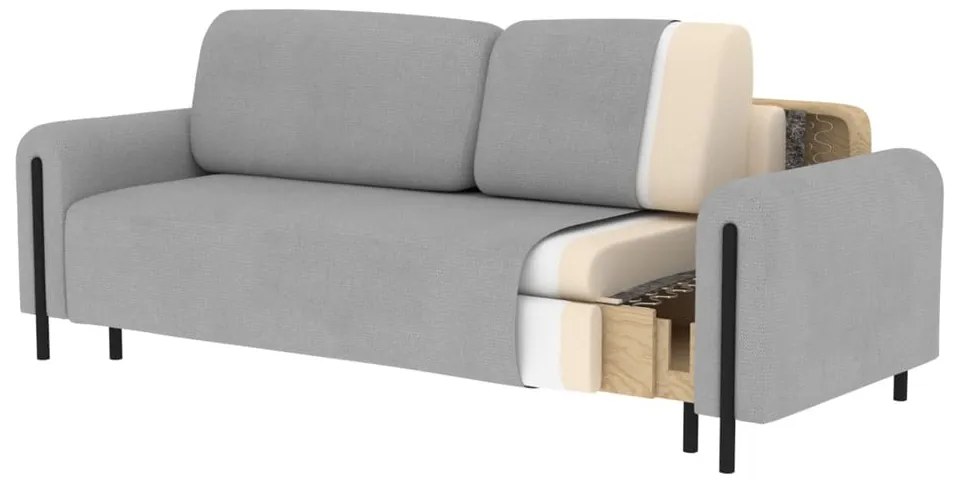 Сив разтегателен диван с място за съхранение от букле 244 cm Arcadova – ELTAP