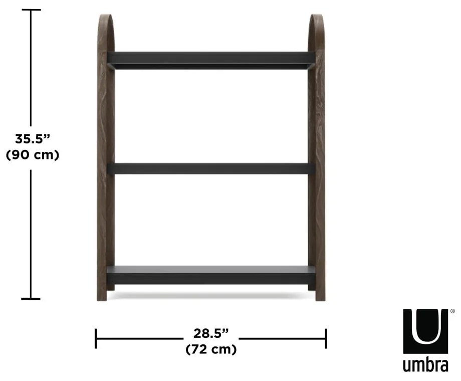 Черен естествен рафт от орех 72x90 cm Bellwood - Umbra