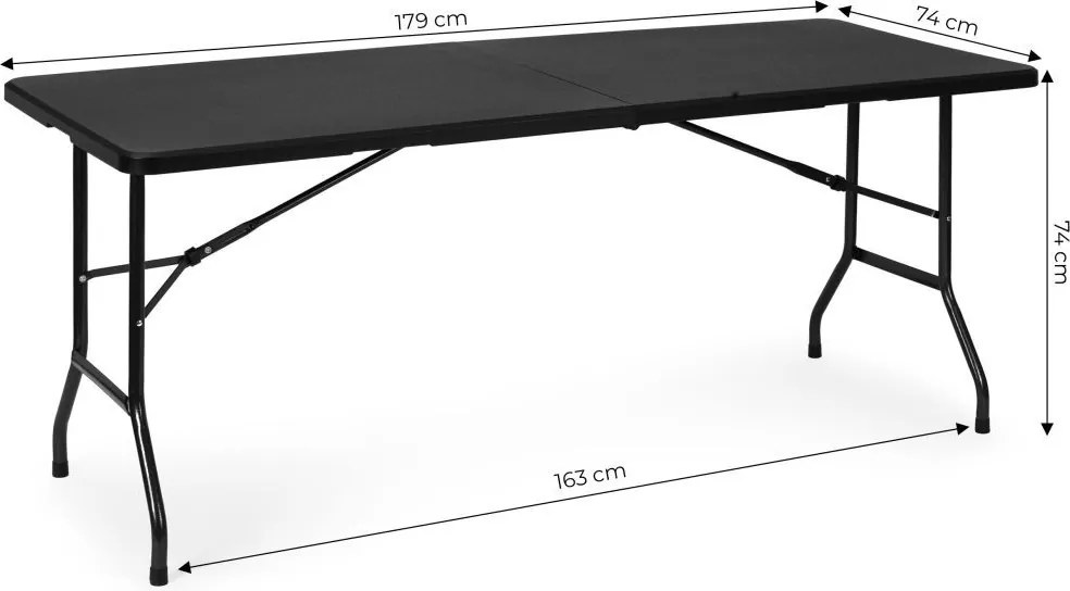 Сгъваема маса за кетъринг 180 см - черна