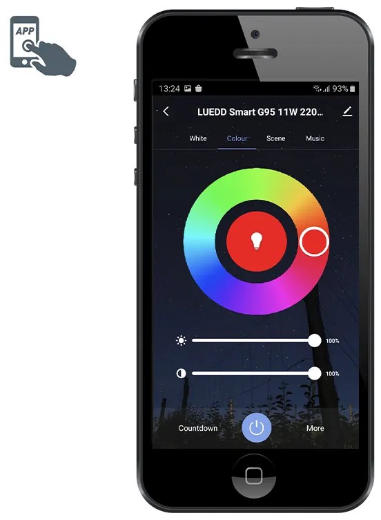 Комплект от 3 интелигентни E27 RGBW LED крушки G95 11W 1050lm 2200-4000K