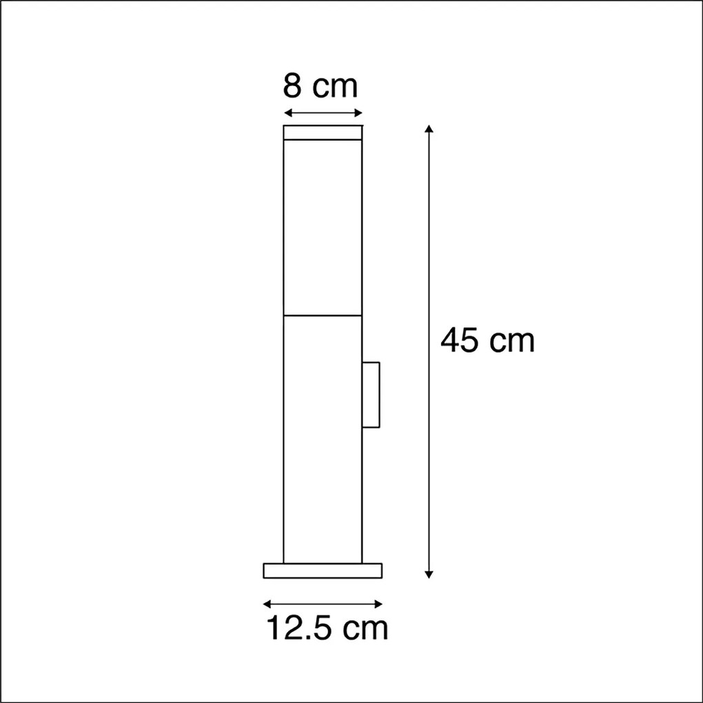 Външна лампа стомана с гнездо IP44 - Malios с пирон за заземяване и кабелен втулка