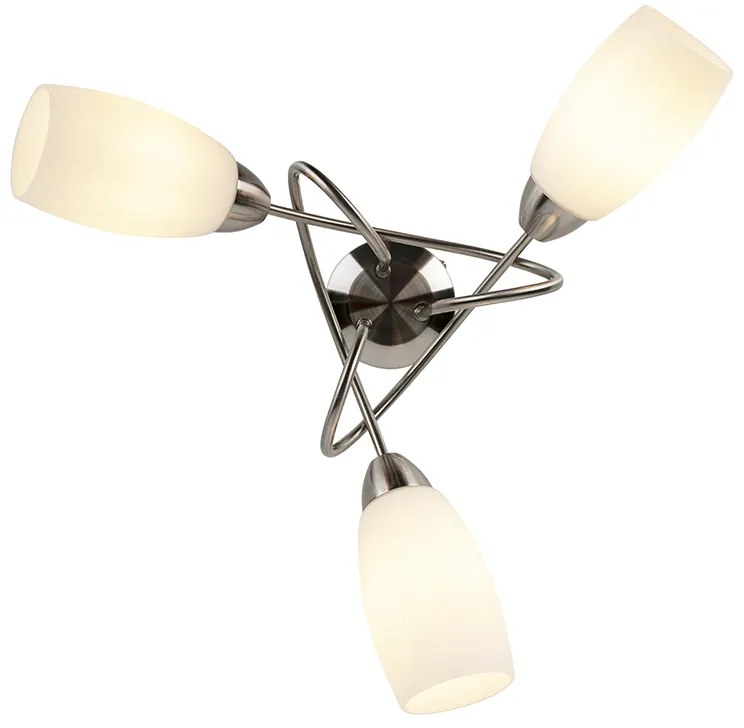 Класическа таванна лампа стомана 3-светлина - Fortress