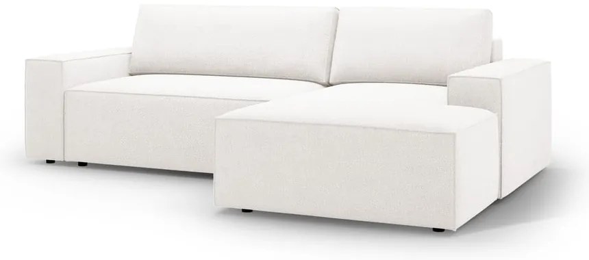 Бял разтегателен ъглов диван от букле (десен ъгъл) Jodie – Micadoni Home