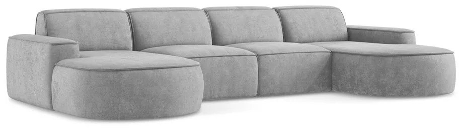 Светлосив шенилов ъглов диван (U форма) Omao – Makamii