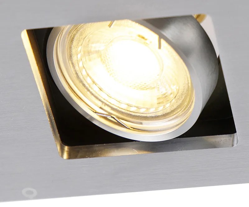 Комплект от 6 вградени прожектора алуминиеви правоъгълни 2-светлини - Qure