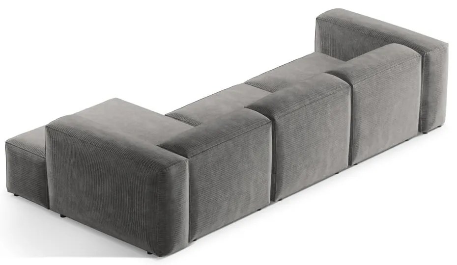 Светлосив ъглов диван от рипсено кадифе (десен ъгъл) Bergano – Cosmopolitan Design