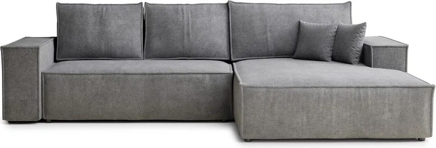 Сив шенилов сгъваем/с място за съхранение ъглов диван (десен ъгъл) Maze – Maison de Rêve