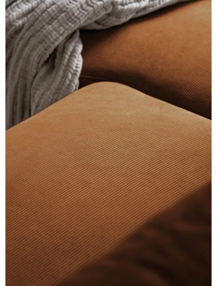 Оранжево-кафяв разтегателен ъглов диван от рипсено кадифе (десен ъгъл) Lofty Lilly – Miuform