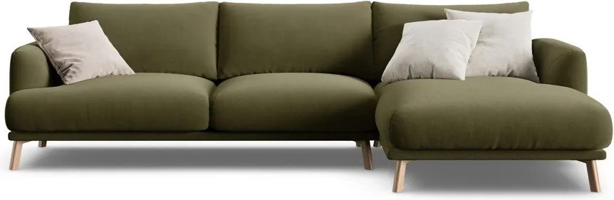 Зелен кадифен ъглов диван (десен ъгъл) Naomi – Micadoni