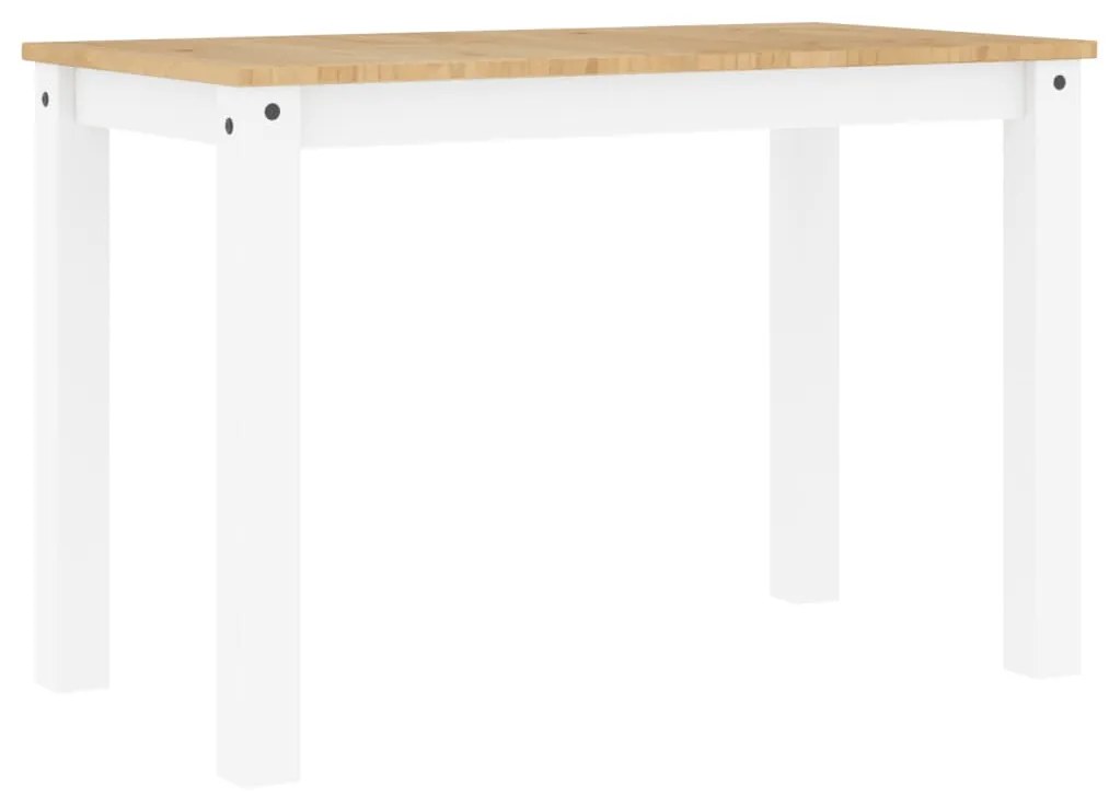4005704 vidaXL Трапезна маса "Panama" бяла 112x60x75 см бор масив