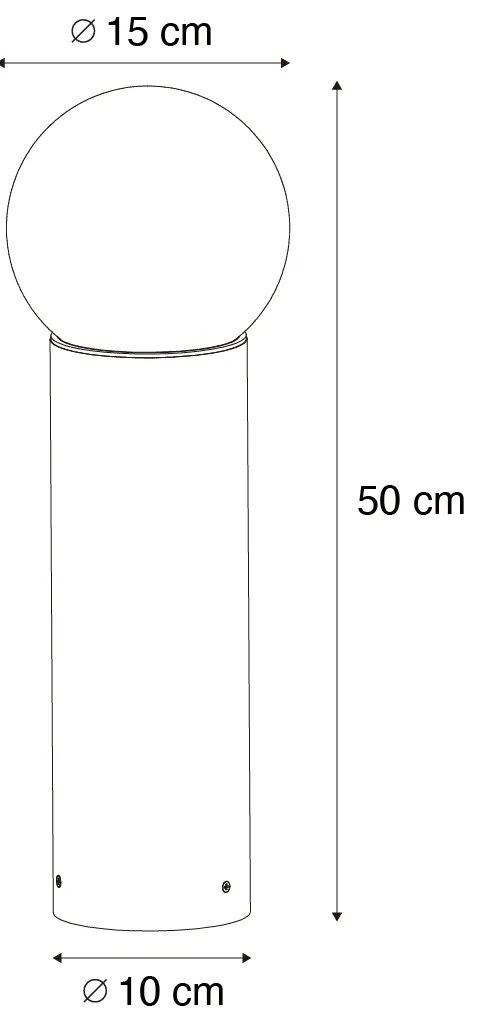Черна външна подова лампа с опалово стъкло 50 см IP44 - Huma