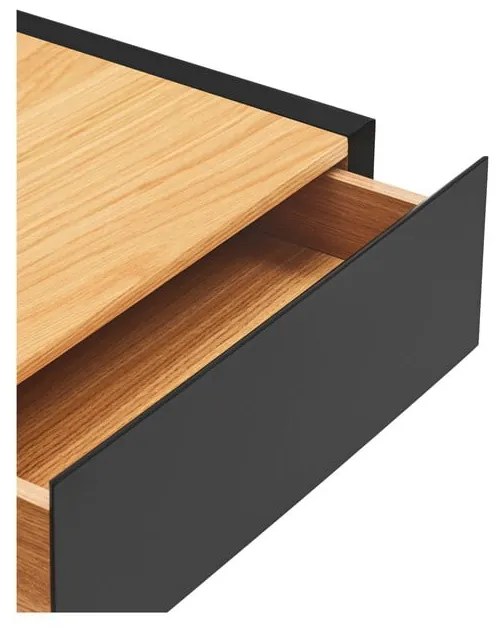Черно висящо нощно шкафче с дъбов плот Arista – Teulat