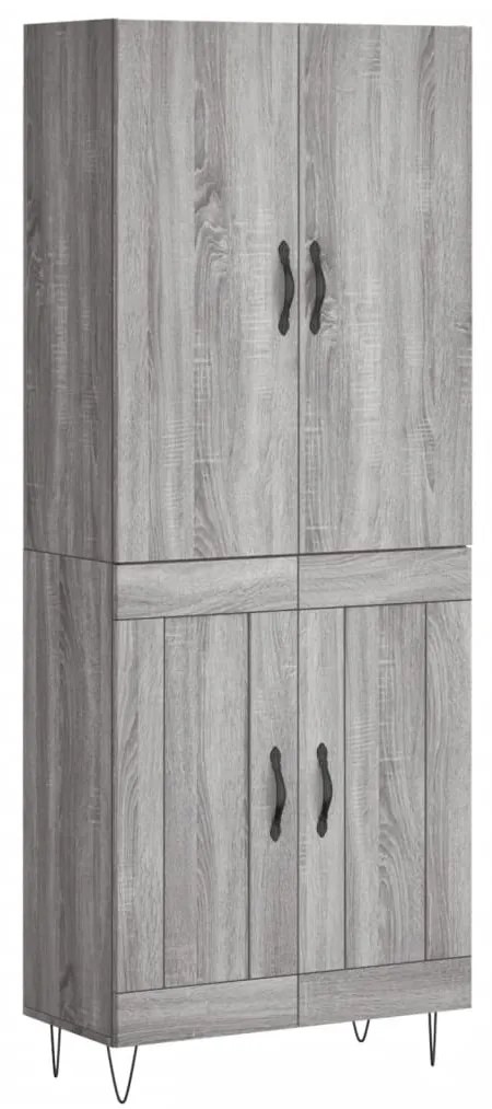 3198079 vidaXL Висок шкаф, сив сонома, 69,5x34x180 см, инженерно дърво