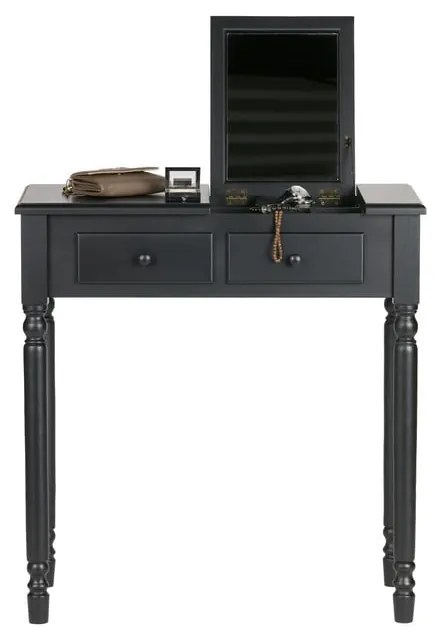 Тоалетка от борова дървесина в черен цвят Romy - WOOOD