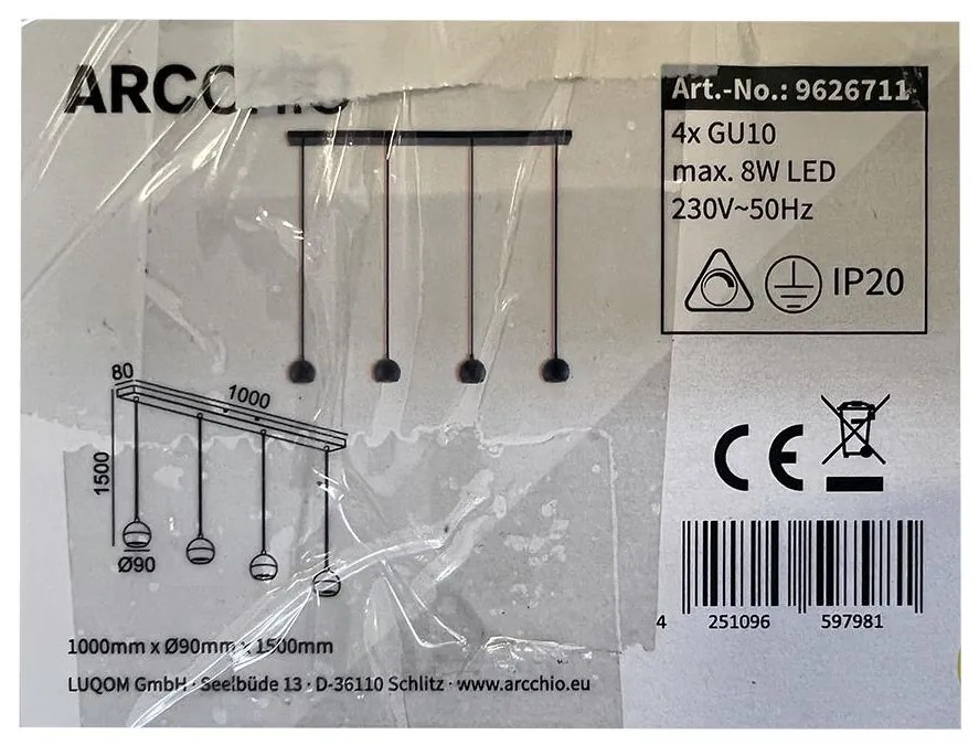 Arcchio - Пендел RENKO 4xGU10/8W/230V