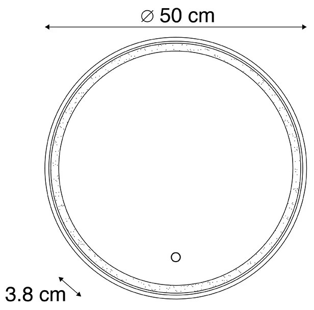 Кръгло огледало за баня злато 50 см с LED със сензор за докосване - Miral