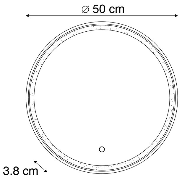 Огледало за баня златно 50 см с LED 3-степенно димируемо с докосване кръгло - Miral