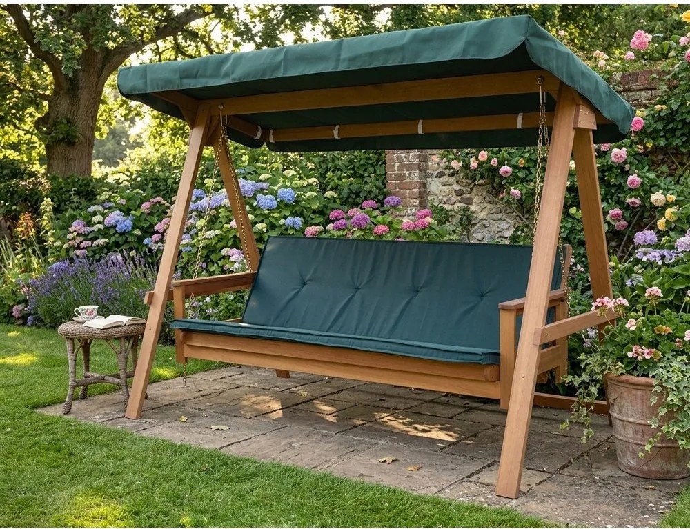 Зелена дървена градинска люлка Vegas Lux - Rojaplast