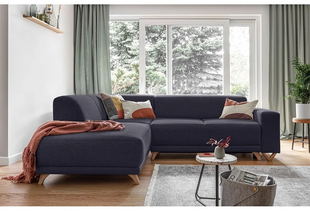 Антрацитен разтегателен/с място за съхранение ъглов диван (ляв ъгъл/L форма) Classy Sophie – Miuform