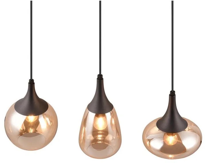 Черно-оранжева висяща лампа със стъклен абажур Lumina - Trio