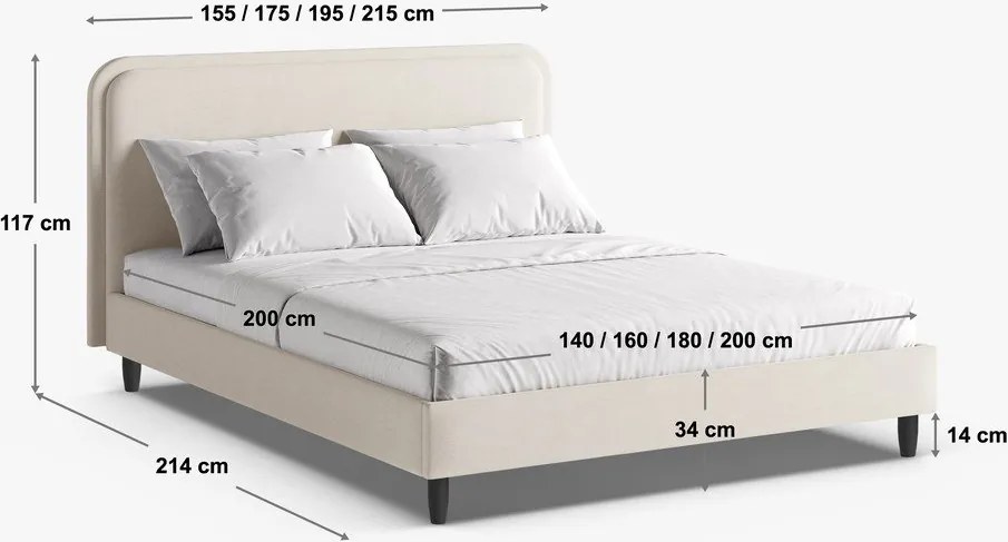 Оранжево двойно легло 160x200 cm тапицирано с включена подматрачна рамка Aveline – Micadoni