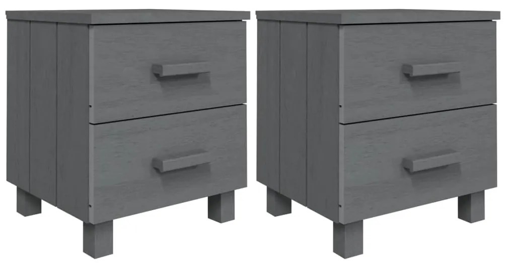 340410 vidaXL Нощни шкафчета HAMAR, 2 бр, тъмносиви, 40x35x44,5 см, бор масив