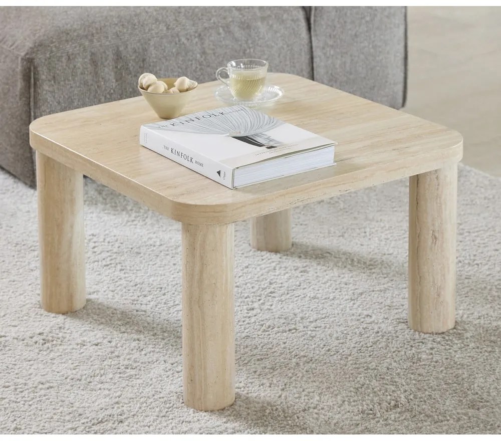 Бежова масичка за кафе от декор от мрамор 60x60 cm Solano – Actona